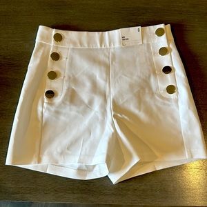 White MIDI high rise dress shorts